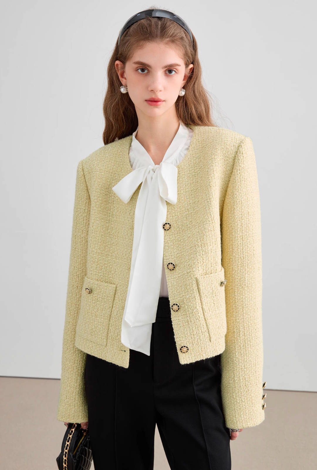 Wool Yellow Tweed Jacket