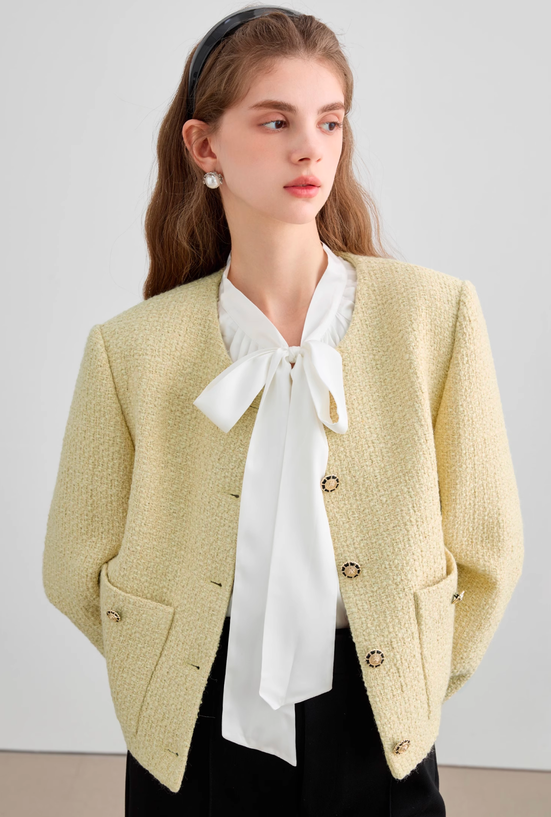 Wool Yellow Tweed Jacket