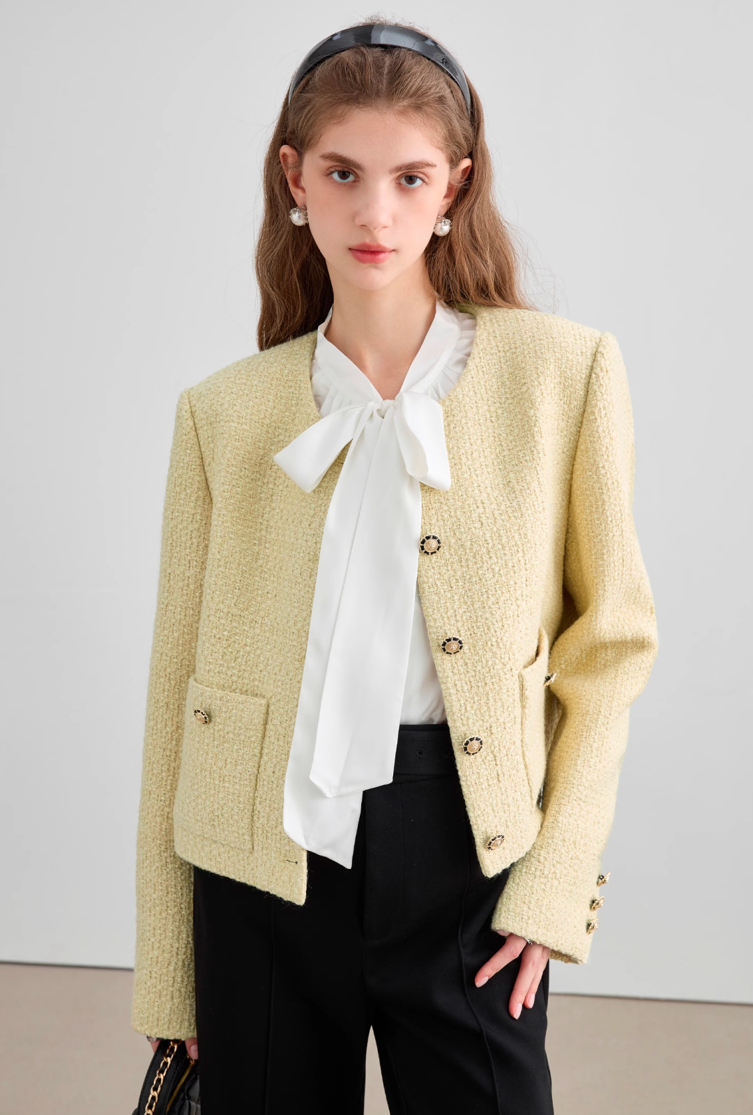 Wool Yellow Tweed Jacket