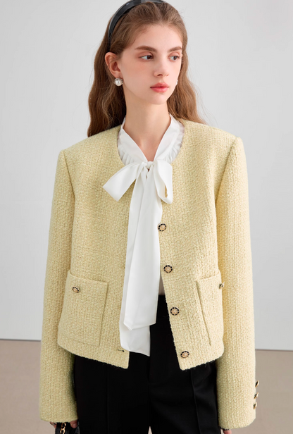 Wool Yellow Tweed Jacket