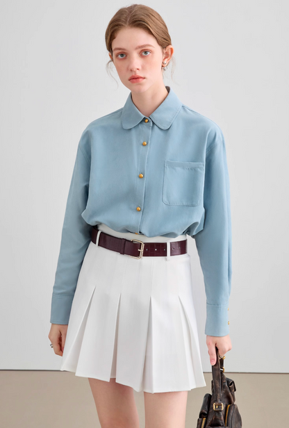 Light blue gold button shirt