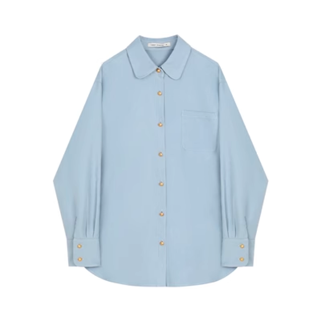 Light blue gold button shirt