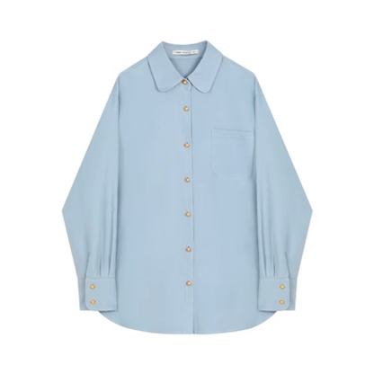 Light blue gold button shirt