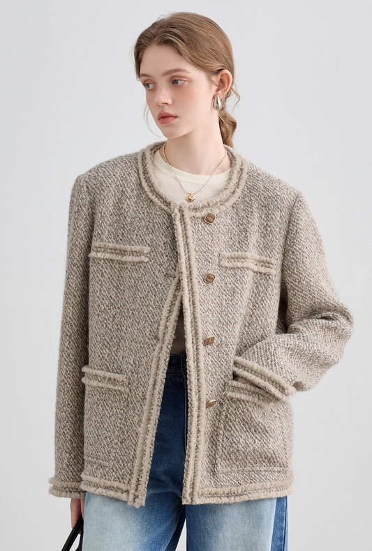 Loose Silhouette Wool Tweed Jacket