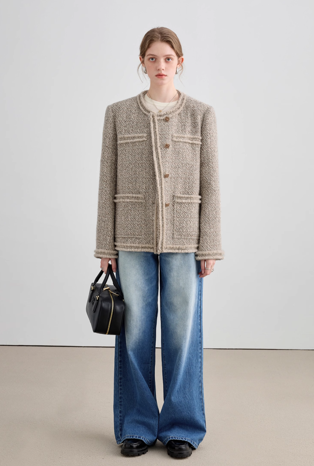 Loose Silhouette Wool Tweed Jacket