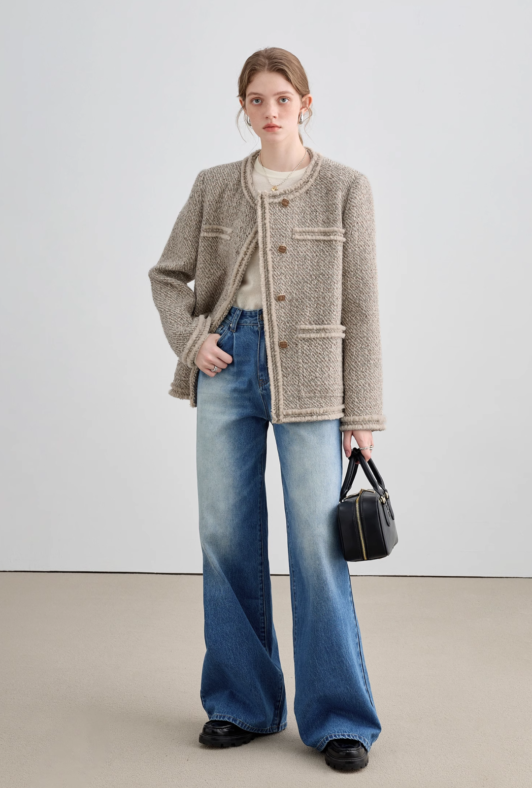 Loose Silhouette Wool Tweed Jacket