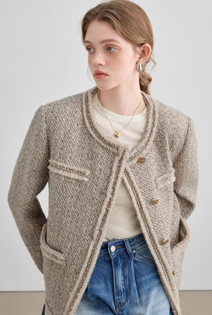 Loose Silhouette Wool Tweed Jacket