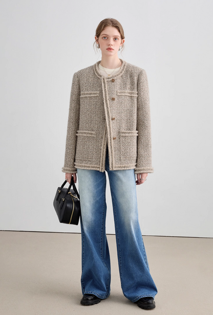 Loose Silhouette Wool Tweed Jacket