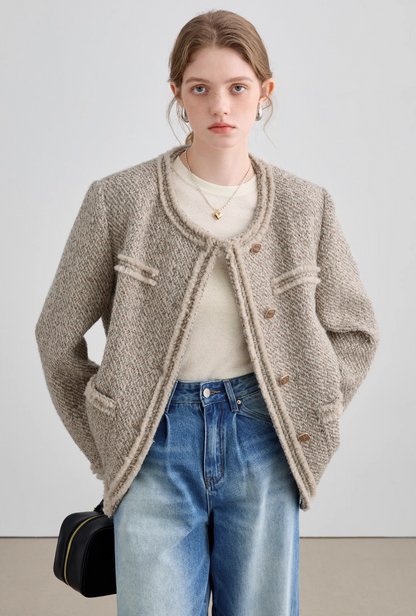 Loose Silhouette Wool Tweed Jacket