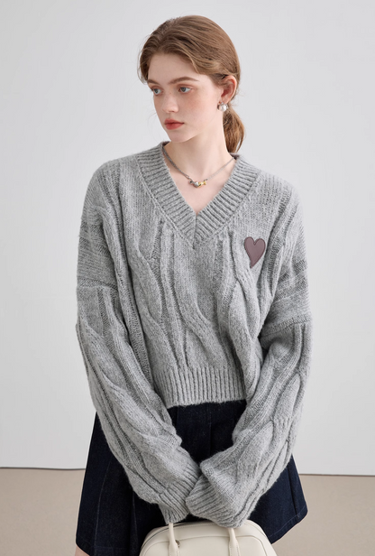 Lazy V-Neck Point Knit