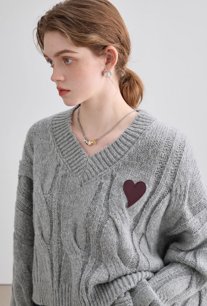 Lazy V-Neck Point Knit