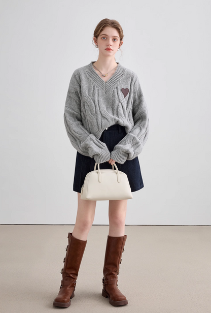 Lazy V-Neck Point Knit