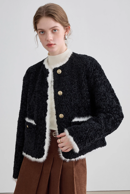 Elegant Short Black Fur Coat