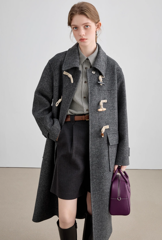 Horn Button College Wool Coat