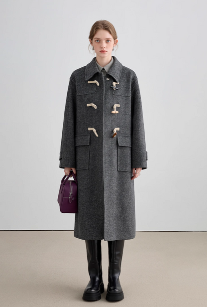 Horn Button College Wool Coat