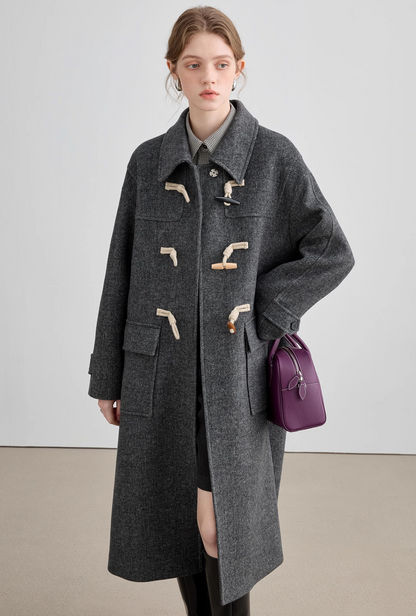 Horn Button College Wool Coat