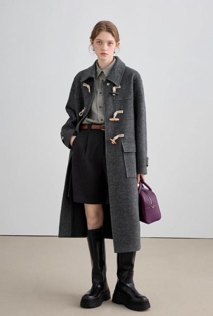 Horn Button College Wool Coat