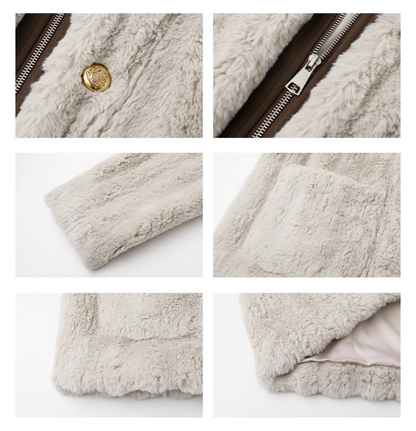 Brown Bicolor Fur Coat