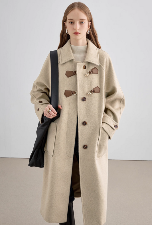 Point Button Straight Wool Coat