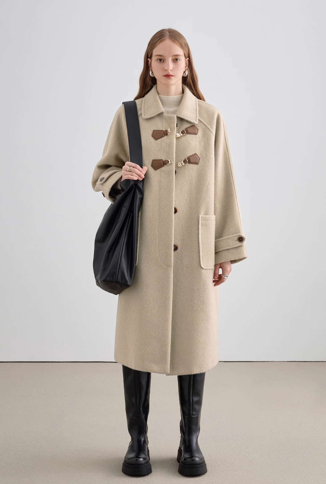 Point Button Straight Wool Coat