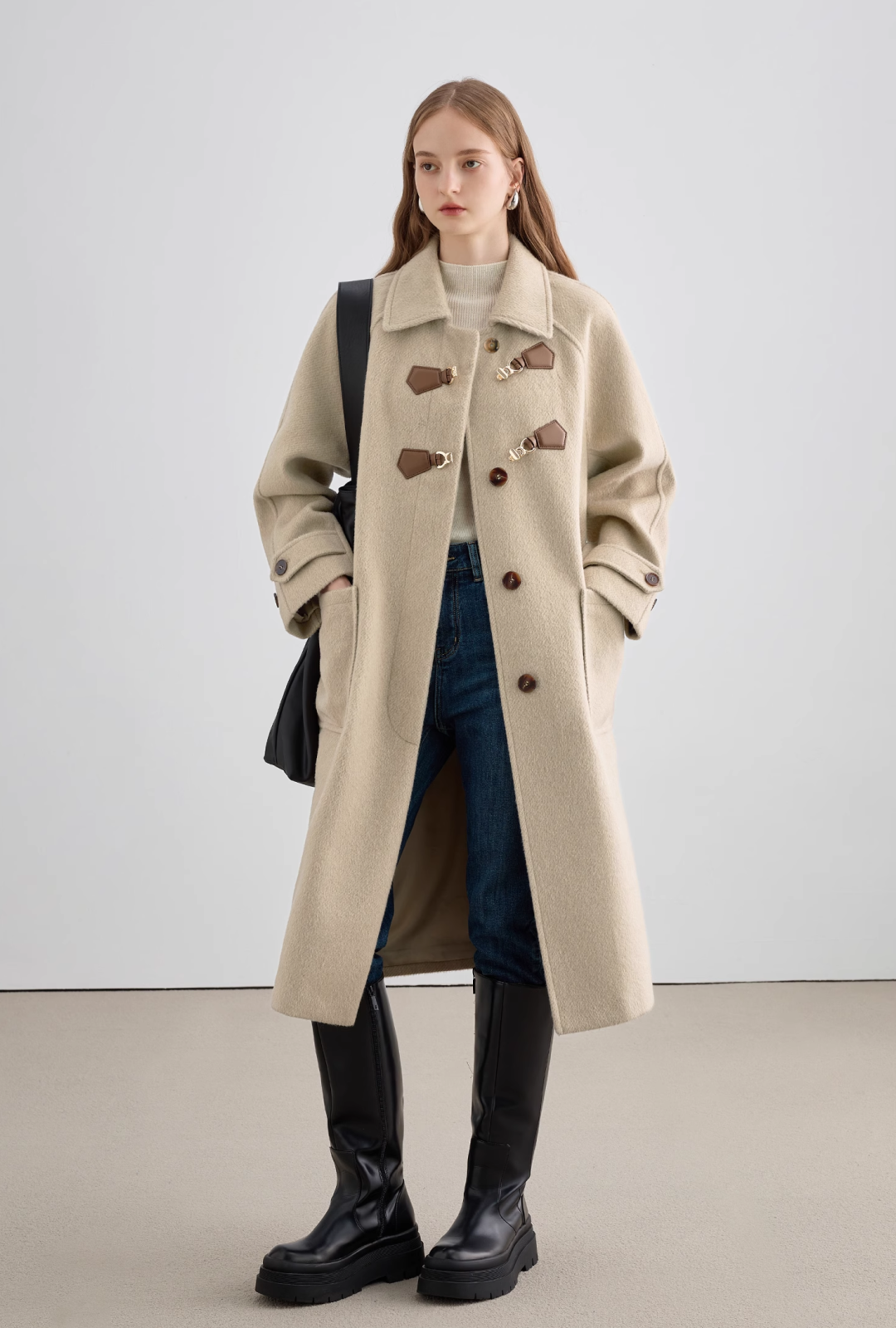 Point Button Straight Wool Coat