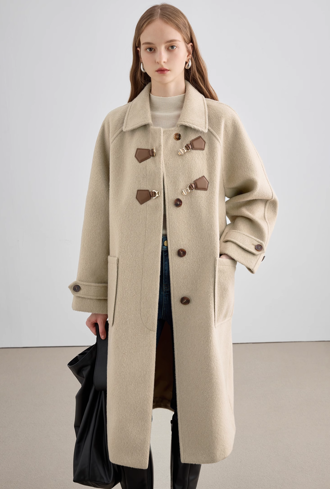 Point Button Straight Wool Coat