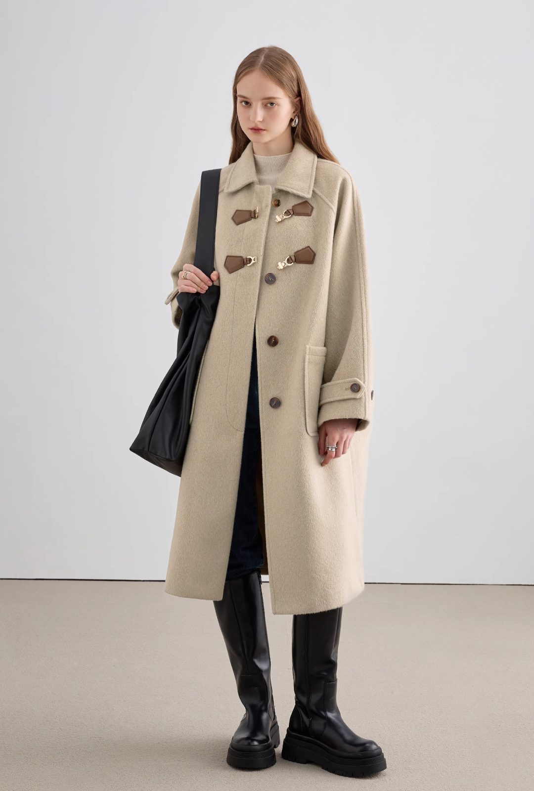 Point Button Straight Wool Coat