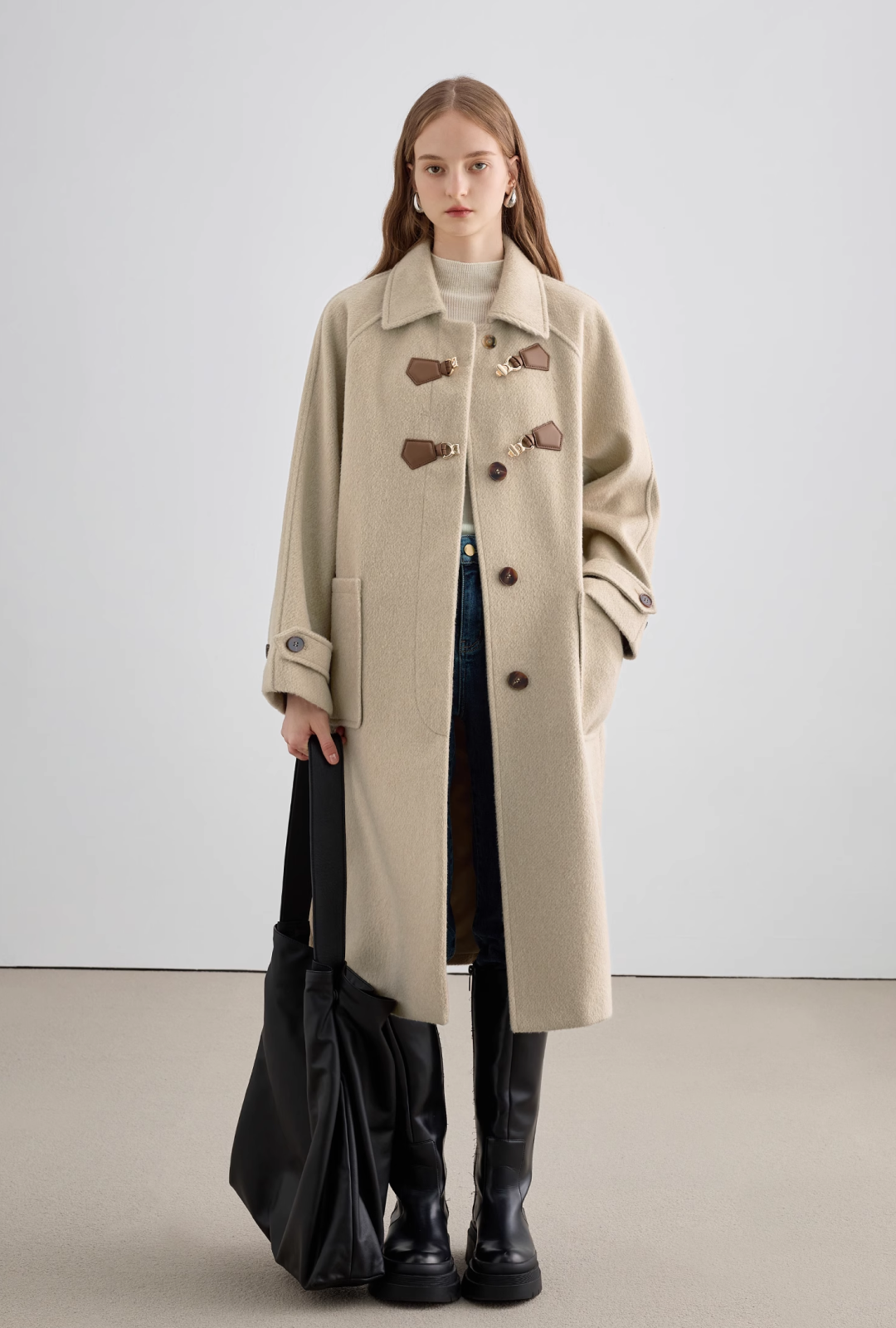 Point Button Straight Wool Coat