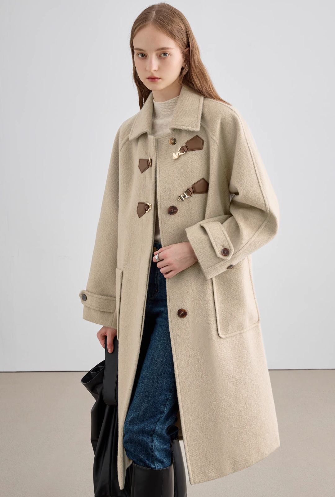 Point Button Straight Wool Coat