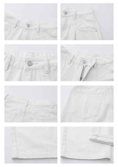 Loose white straight denim