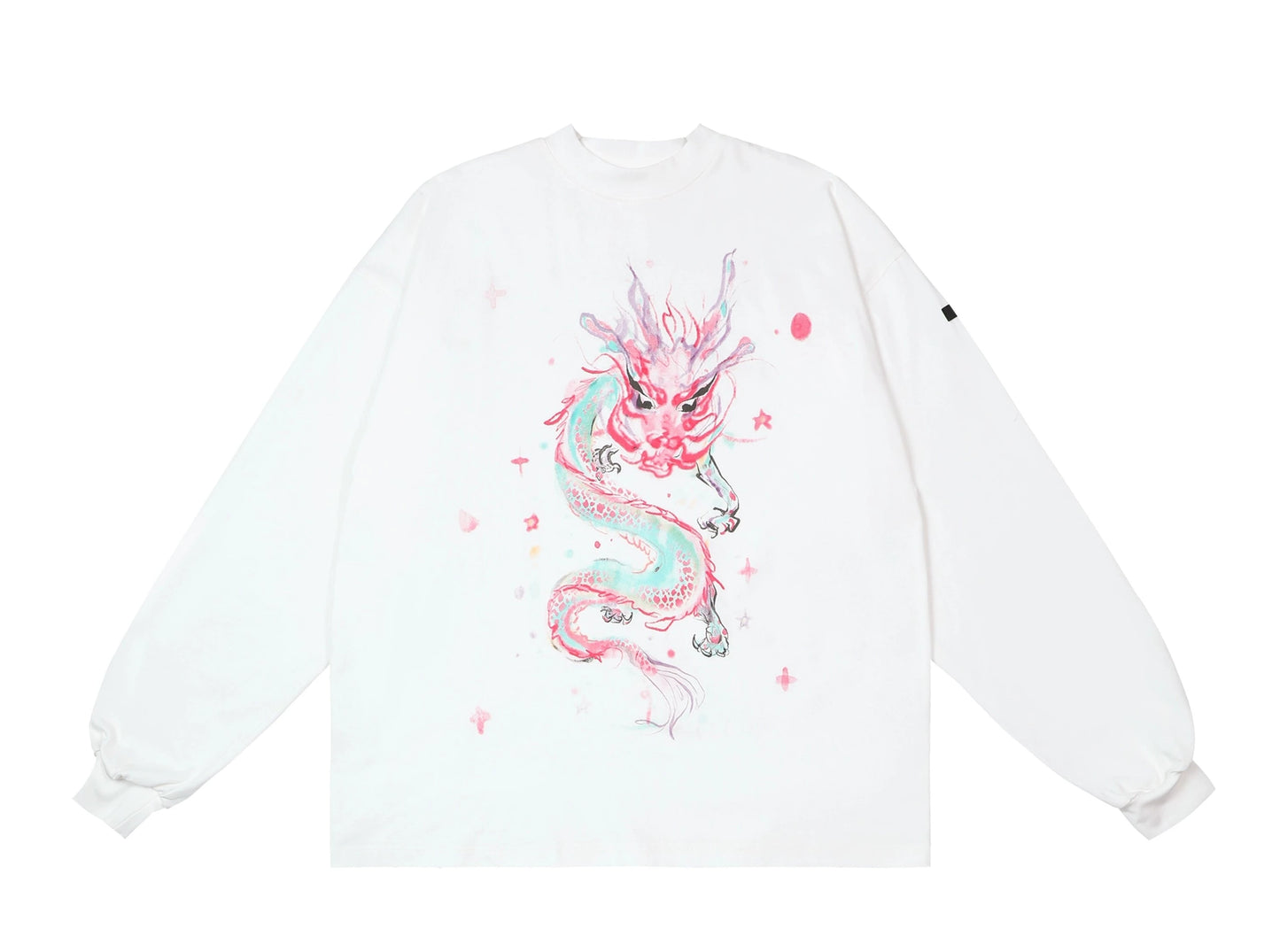 Round Neck Dragon Motif Loose Casual Sweater