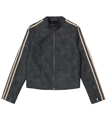 Style short leather jacket
