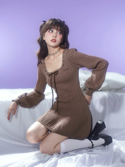 Square-necked sweater Dress