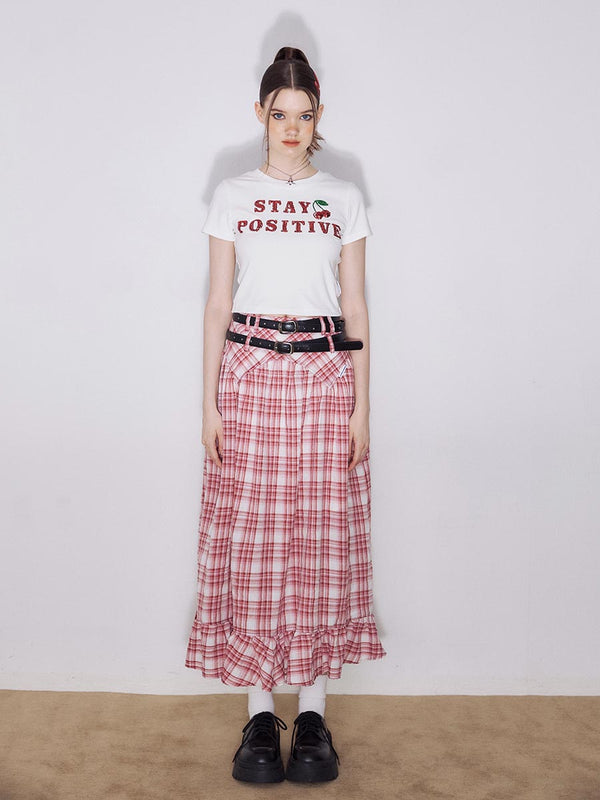 American Retro Red Plaid Skirt