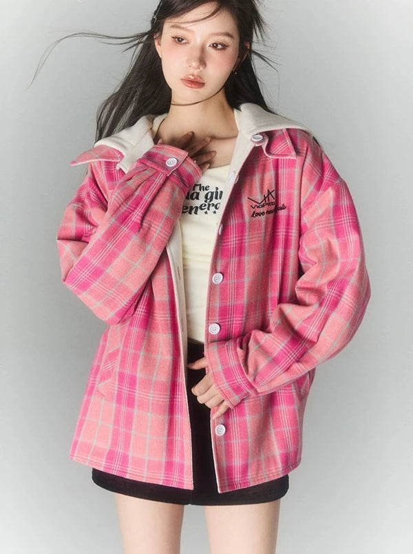 large hat and fleece jacket