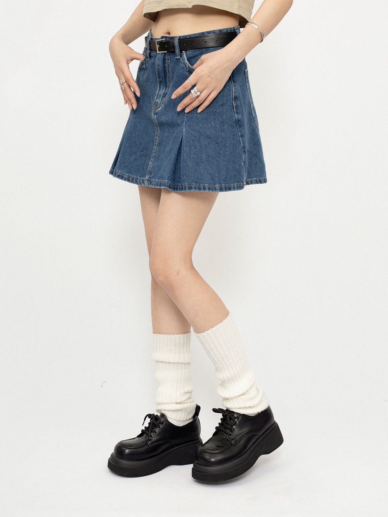 Korean high waisted denim skirt