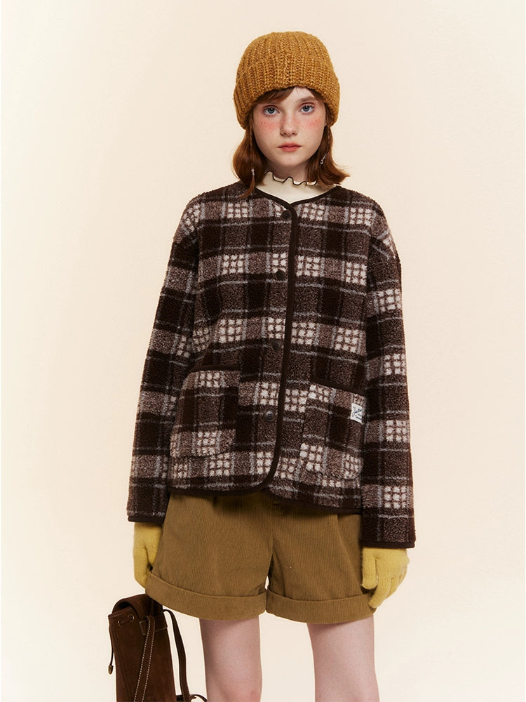 Plaid Lamb Wool Coat