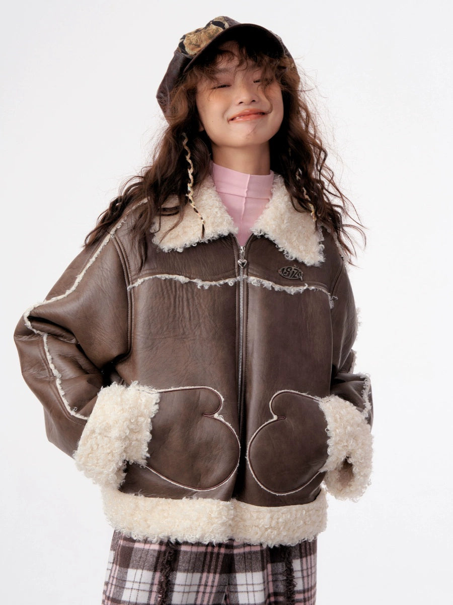 American Thick Lamb Fur Coat