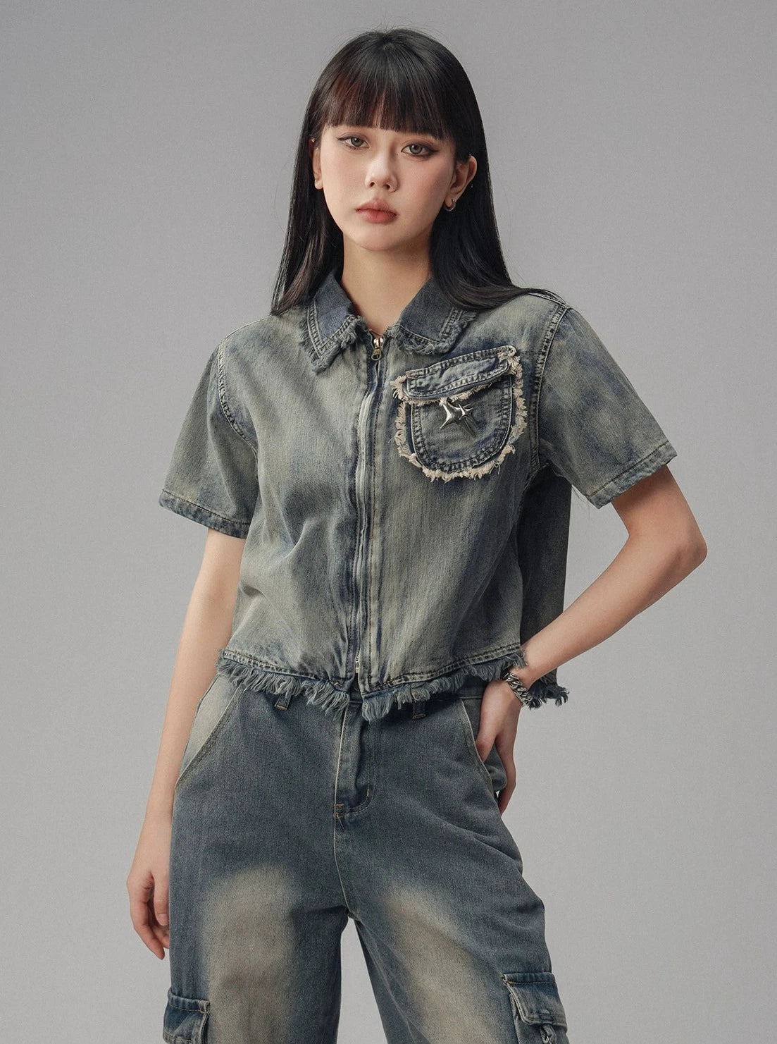 American Retro Short Denim Top