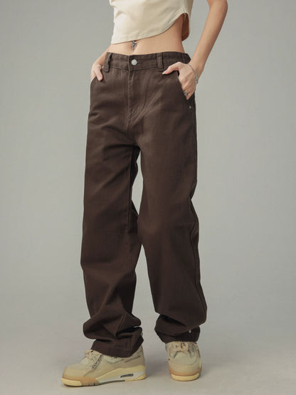 Vintage Brown Maillard Straight Trousers