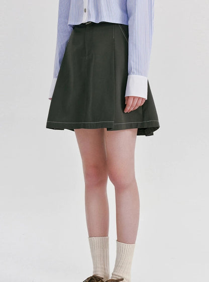 High Waist Contrast Short Skirt