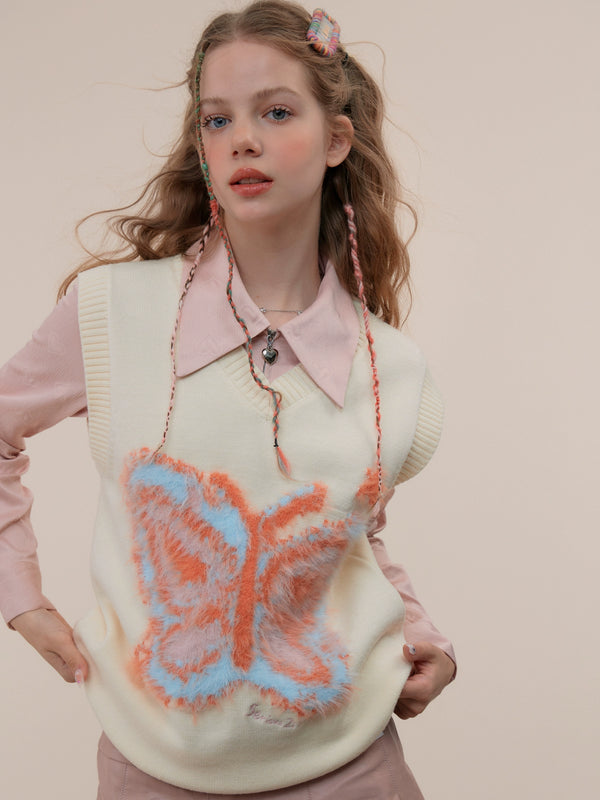 American retro V-neck knit sweater vest