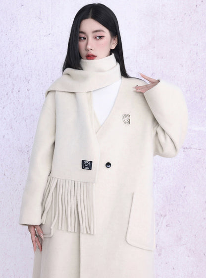 Wool handmade double-sided Coat (free scarf)