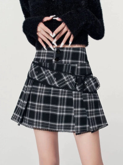 Mode Check High Waist Slim Pleated Skirt