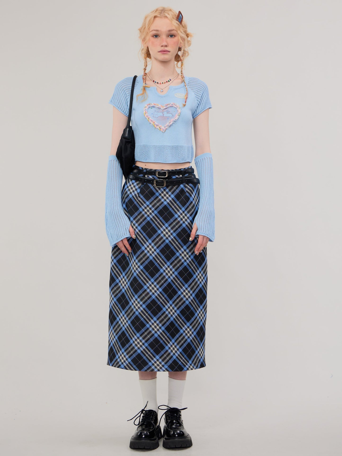 Retro High Waist Plaid Skirt