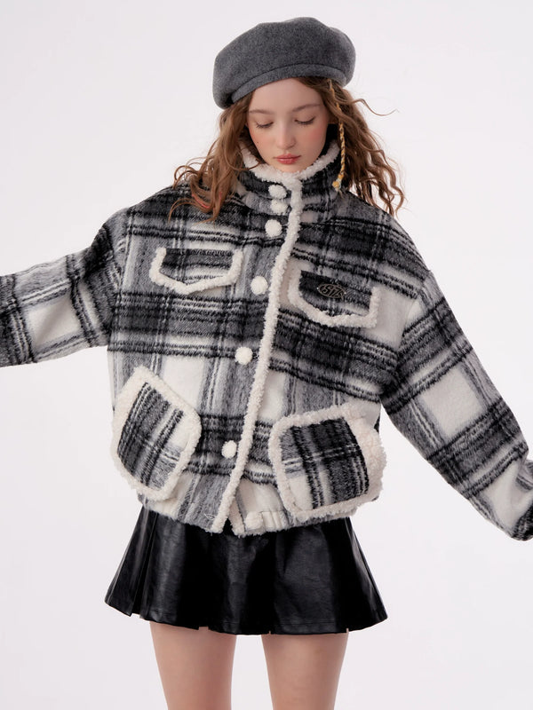 Velvet Plaid Wool Jacket