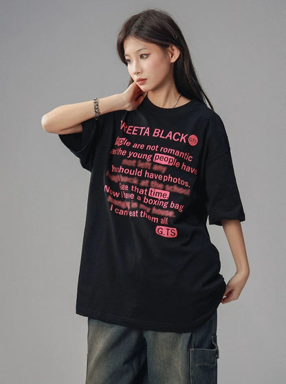 American High Street Slogan Black T-Shirt