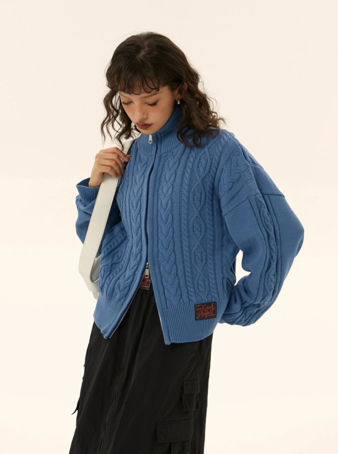 vintage turtleneck knit cardigan sweater jacket