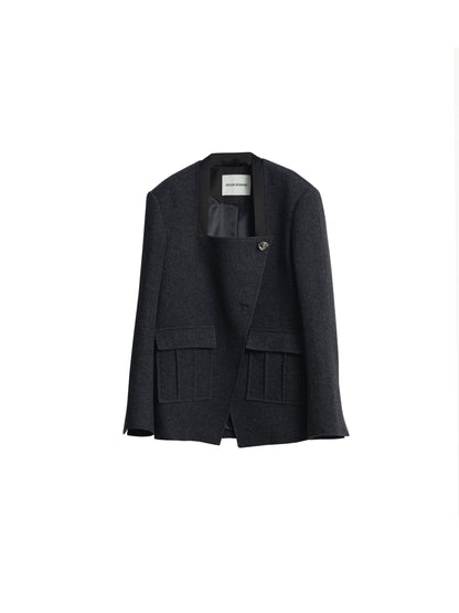 retro minimalist plunge neckline jacket