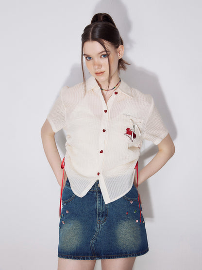 Cherry Girly Short Sleeve Shirt